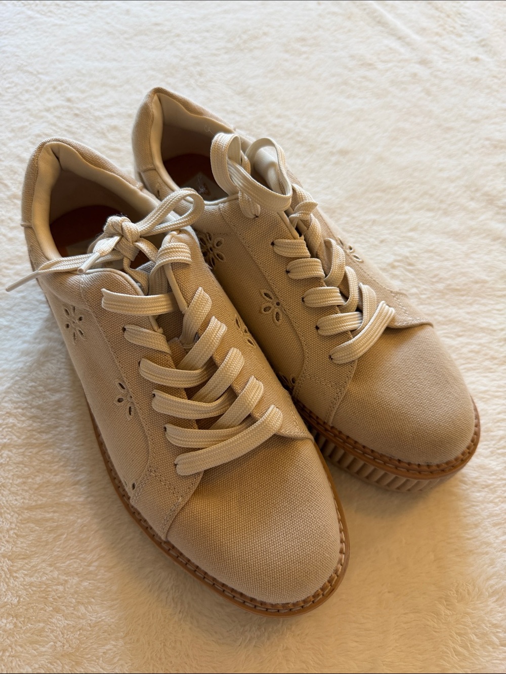 Dolce Vita Cream Canvas Lace-Up Sneakers